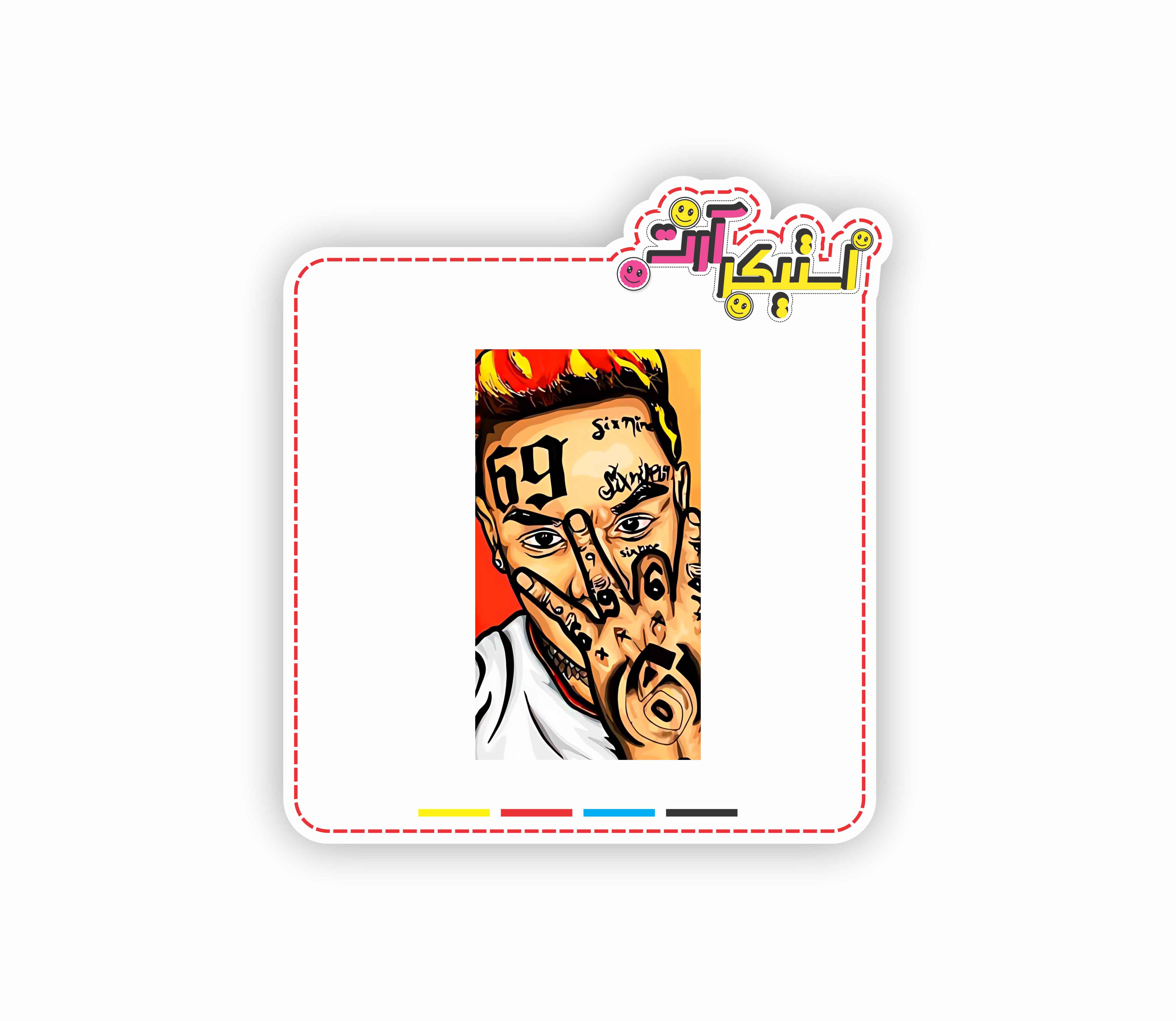 استیکر کارتونی تِکاشی سیکس‌ناین (6ix9ine) با موهای رنگین‌کمان