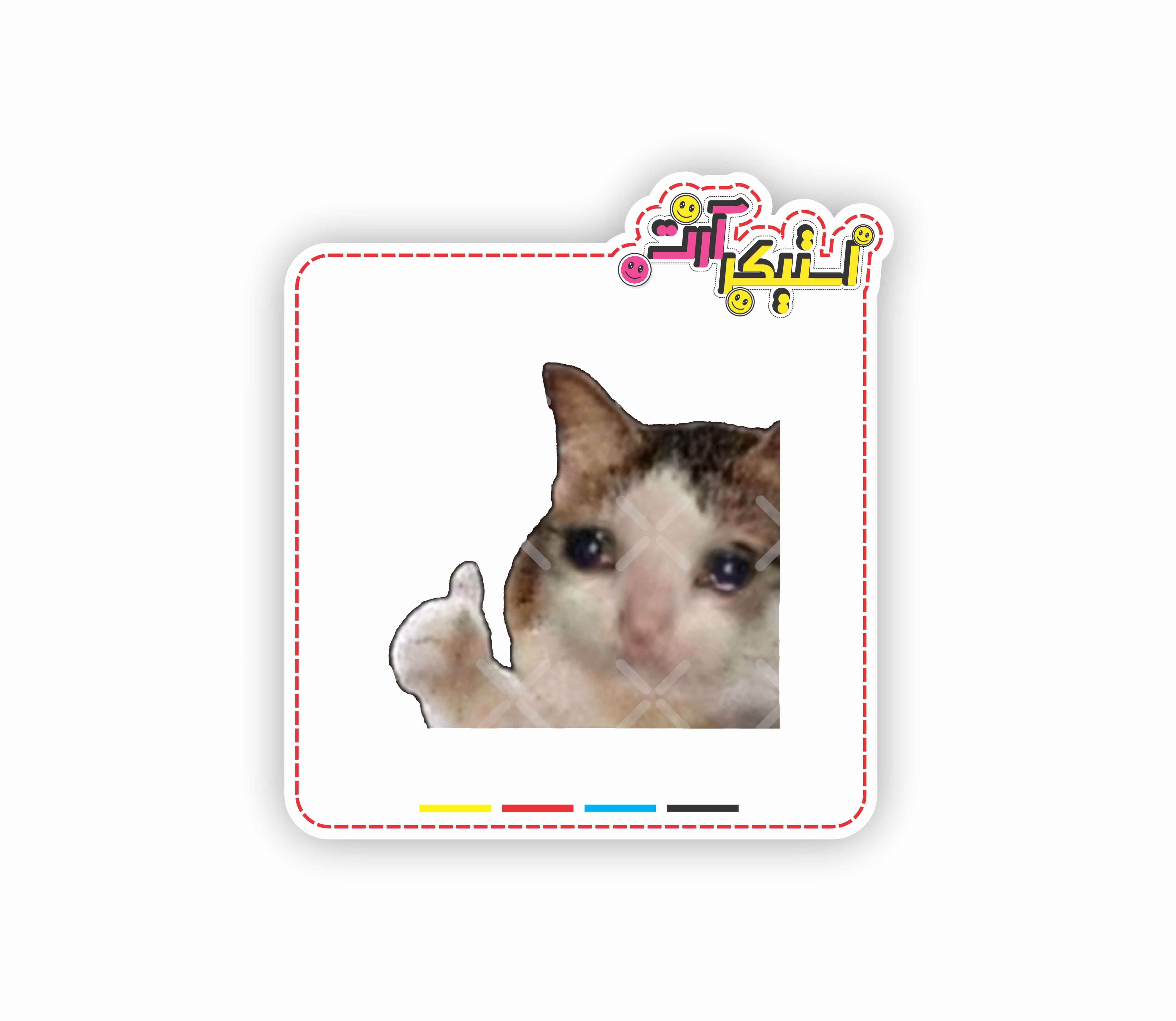 استیکر تکی گربه اخمو غمگین، طرح میم «Thumbs Up Crying Cat»